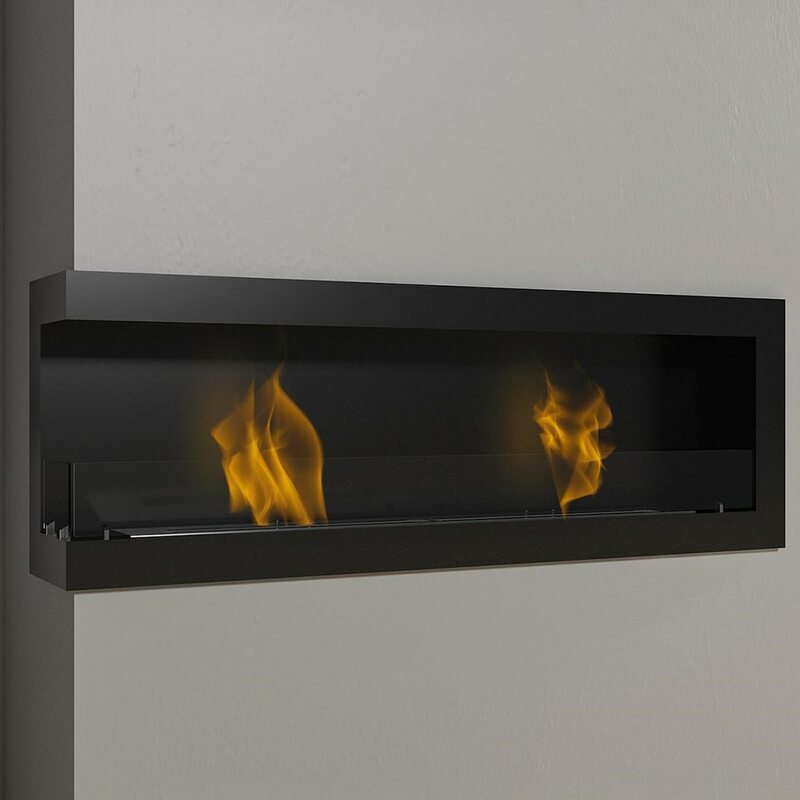 L Wall Mounted Bioethanol Fireplace Angular Heat Embedded in Drywall Real Fire Bio Ethanol Metal Cabinet Box Left Open