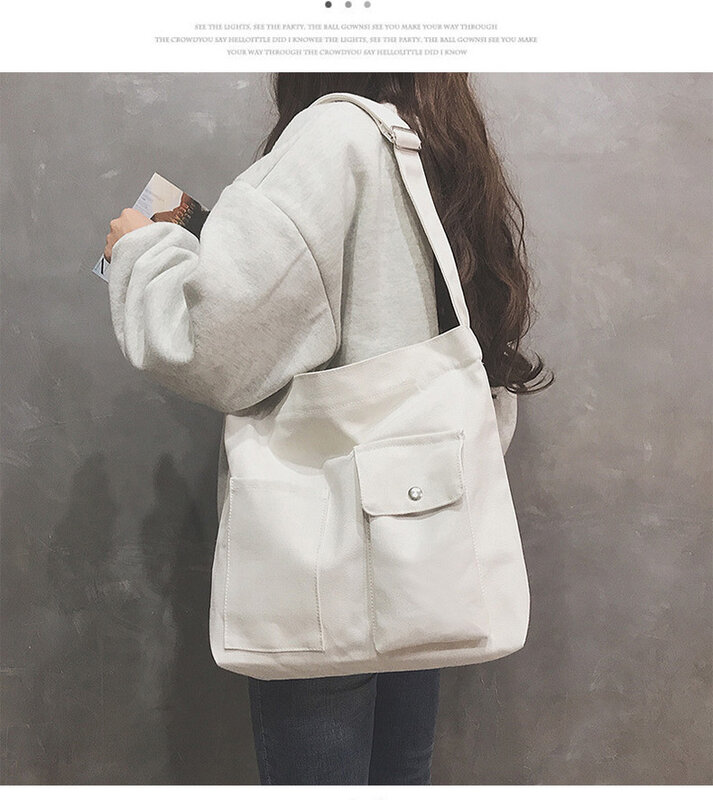 Tote Bag da donna borse di grande capacità studente tela Casual semplice Messenger Crossbody spalla borsa Shopper scuola femminile