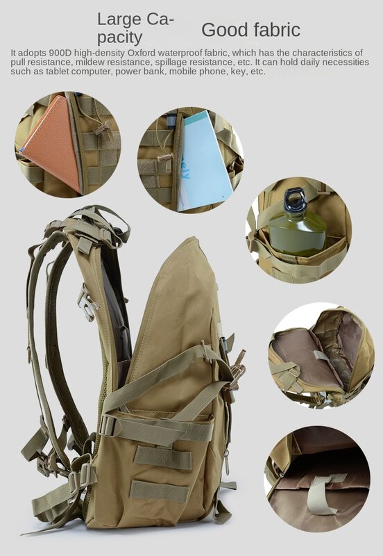 Mochila militar para acampar de 40L para hombre, bolsa de viaje táctica del ejército Molle, para escalada, senderismo, bolsa reflectante para exteriores XA714A
