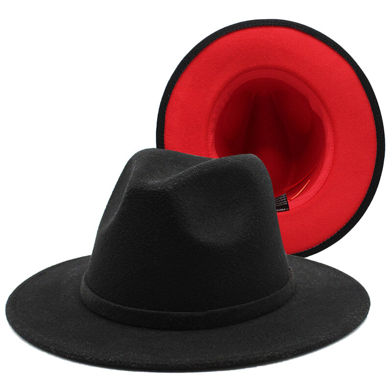 Fedoras Hat For Women Luxury Patchwork Different Color Inside Men Felt Hat Vintage Church Hats Party Wedding Sombreros De Mujer
