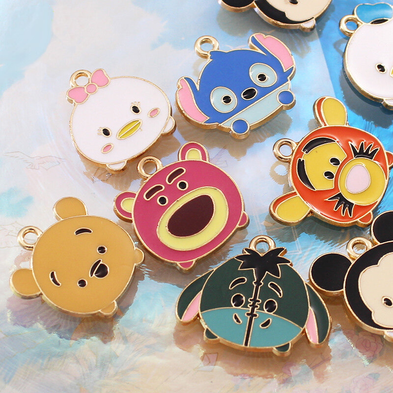 Disney cartoon Pooh Bear jewelry accessories accessories earrings earrings necklace pendant diy material oil drop alloy