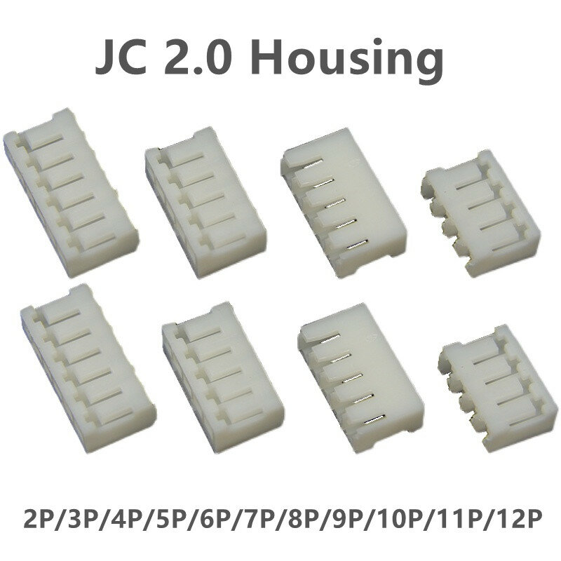 100PCS LOT JC20 plastic shell plug Housing 2.0MM Pitch 2P 3P 4P 5P 6P 7P 8P 9P 10P 11P 12P connector