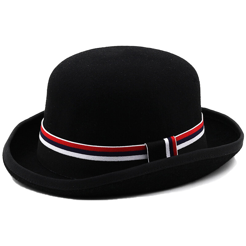 100% Wool Jazz Fedoras Hats For Men New Feather Accessories Bowler Hat Women Fashion Party Formal Derby Hats Classic Church Cap