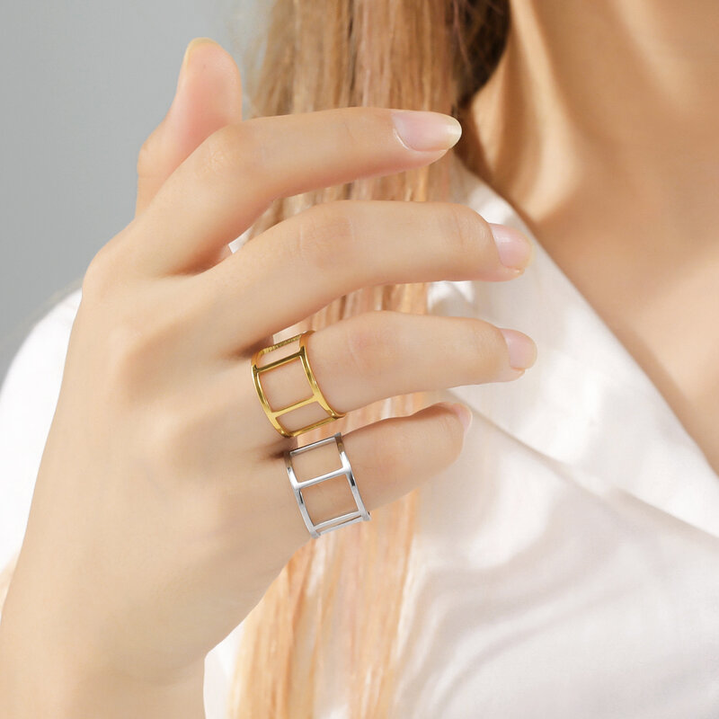 Женские кольца в стиле панк Amaxer, ювелирные изделия из нержавеющей стали, золотого и серебряного цвета, подарочные украшения для помолвки и вечеринок