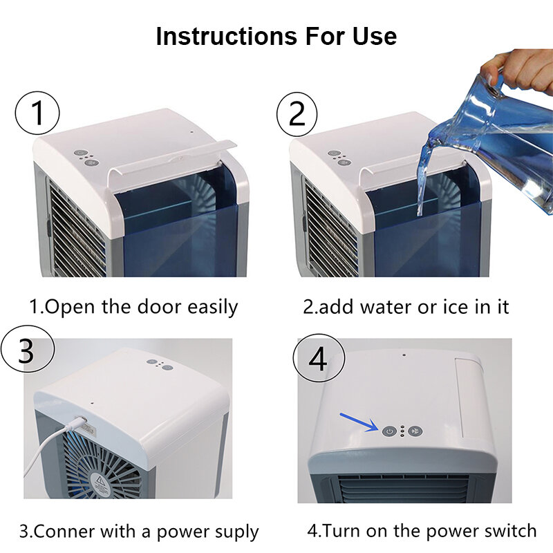 Mini condicionador de ar portátil ventilador de refrigeração de ar do desktop umidificador purificador de ar para o escritório sala em casa ventilador de refrigeração de ar