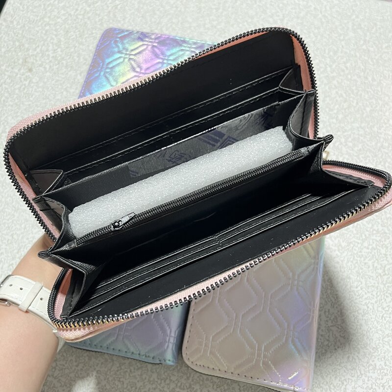 2022 Trend Mode Koreanische Brieftasche Für Frauen Lange Luxus Geldbörsen Zipper Karte Halter Laser Weiche Leder Handtasche Weibliche