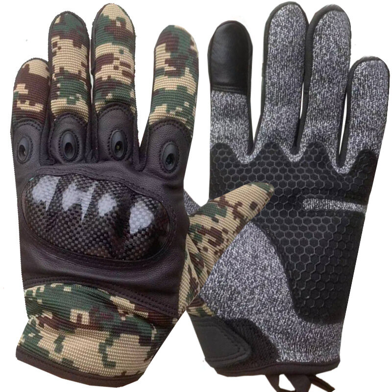 Tactical Camouflage Gloves Military Shooting Hunting Anti-Slip Multicam Camouflage Full Finger Armor Protection Resistant Gloves
