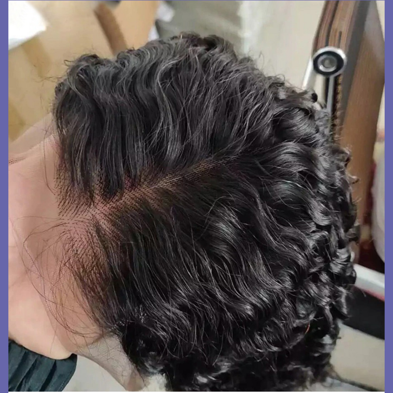 Perruque Lace Frontal Wig naturelle bouclée Deep Wave, cheveux humains, 4x4, 13x4, pre-plucked, pour femmes noires