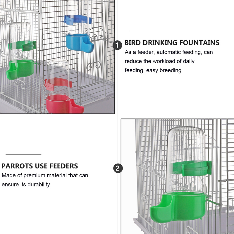3pcs Lightweight Automatic Durable Parrot Drinker Water Bowl Bird Cage Friends Family