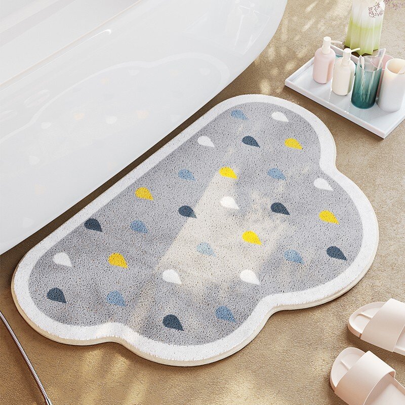 Cute White Cloud Bedside Carpet Cartoon Bathroom Non-slip Mat Imitation Cashmere Thickened Living Room Creative Household Carpet