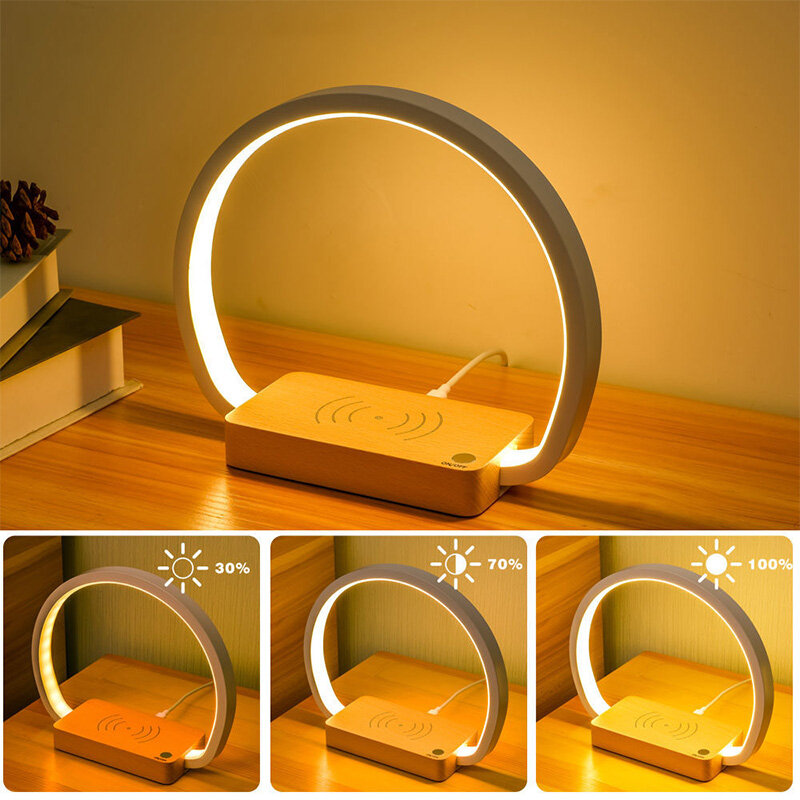 Usb de carregamento inteligente sem fio bluetooth luz da noite carregador led lâmpada mesa com toque proteção para os olhos lâmpada leitura mesa cabeceira