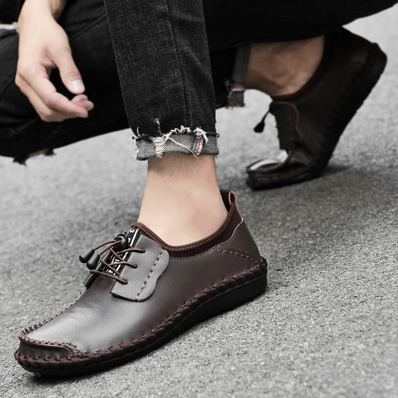 2022 New Men Casual Shoes Fashion High Quality Leather Driving Shoes Classic Comfortable Handmade For Men Flat Shoes Big Size 47