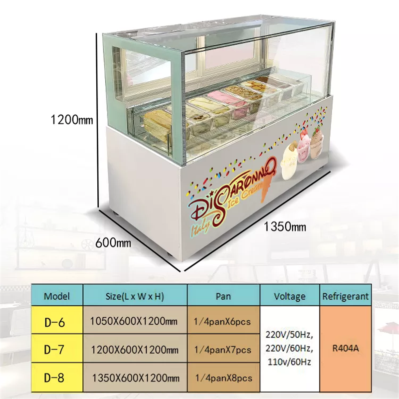 Commercial  Square Food Ice Cream Racks Display Stand Refrigerator Display Showcase Cabinet Cake Gelato Dipping Freezers