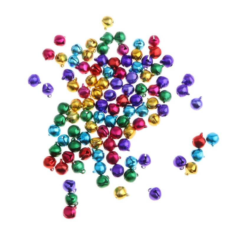 Conjunto de 100 sinos coloridos natal festa decoração jóias diy kit