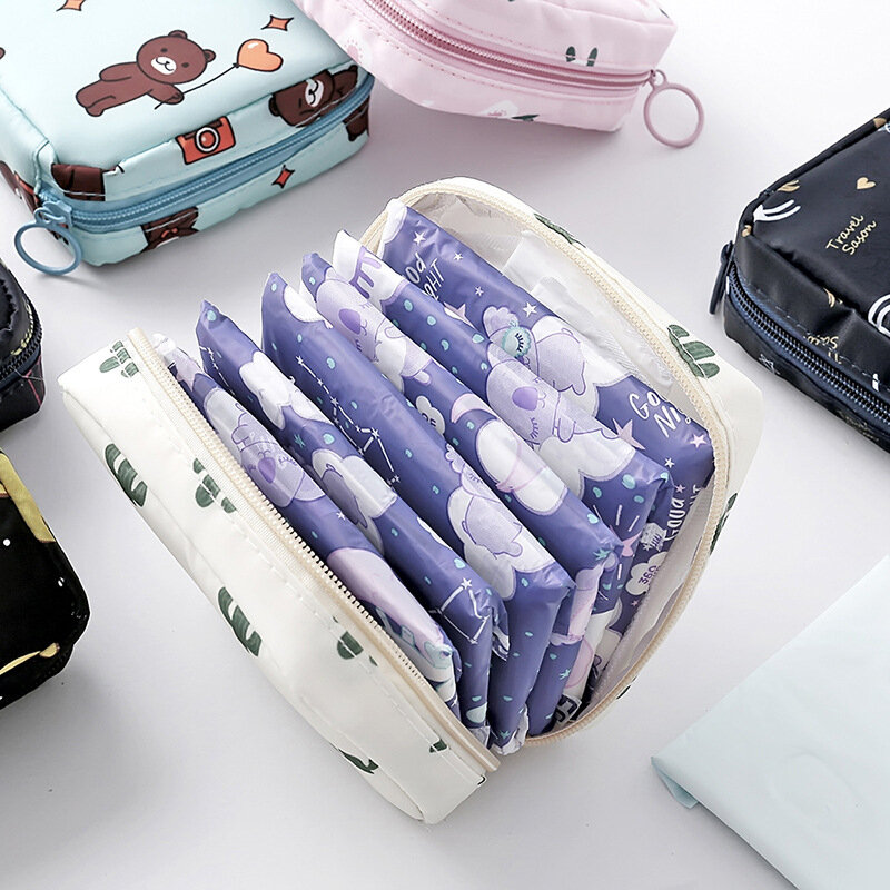 Women Tampon Storage Bag Waterproof Sanitary Pad Pouch Mini Napkin Cosmetic Bags Organizer Coin Girl Makeup Lipstick Storage Bag