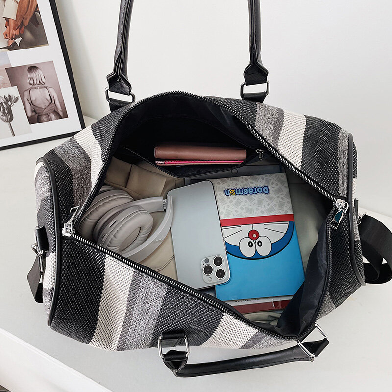 YILIANCanvas Große kapazität Reisetasche 2022 Neue gestreiften tragbare tote casual fashion outdoor einzigen schulter tasche fitness rucksack