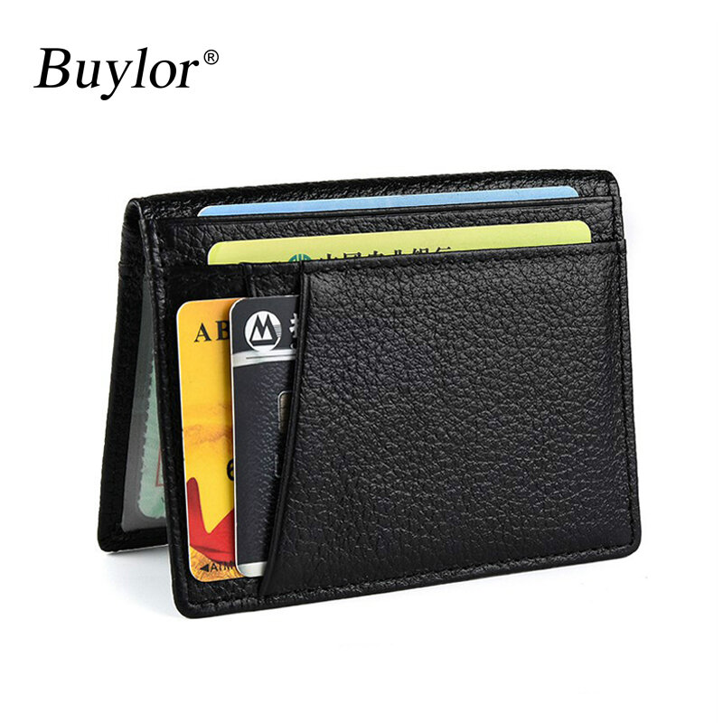 Buylor portafoglio morbido Super sottile portafoglio da uomo in vera pelle Mini porta carte di credito portafoglio porta carte sottile borse piccole per donna