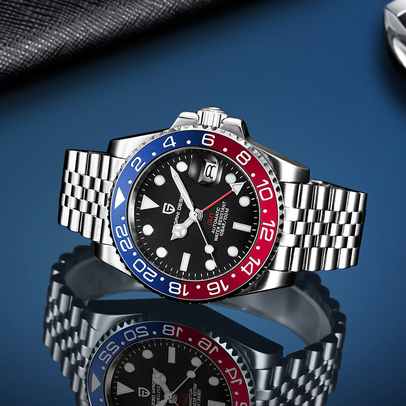 PAGANI DESIGN-reloj de pulsera mecánico para hombre, de lujo, de acero inoxidable, GMT, mejores marcas, de cristal de zafiro, nuevo