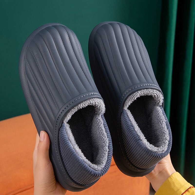 Zapatillas impermeables para mujer y hombre, zapatos de Casa cálidos de felpa mullida, de algodón, invierno, 2022