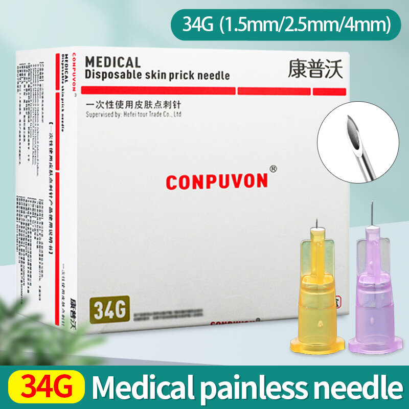 34g1.5/4mm Disposable Painless Small Needle For Cosmetic Fine Adjustment Surgery Water Light Needle For Injection Sterile Needle