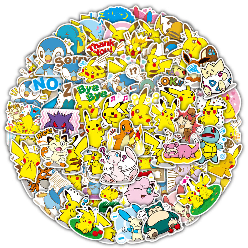 10/20/40/80Pcs น่ารักการ์ตูน Pokemon Pikachu สติกเกอร์อะนิเมะรูปลอกสเก็ตบอร์ดแล็ปท็อปโทรศัพท์ Scrapbook สติกเกอร์ ...
