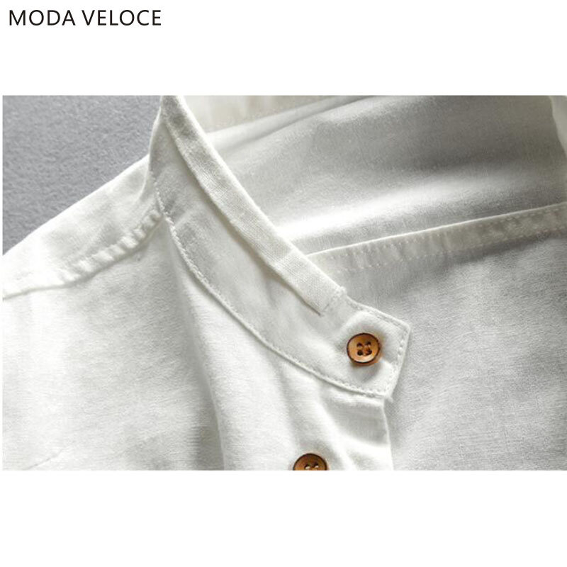 Men's Cotton Linen Shirts Long Sleeve Men Casual Slim Mandarin Collar Shirts High Quality Summer Beach Shirt plus size 6xl