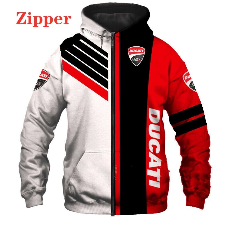 2022 outono nova ducati motocicleta hoodies para os homens 3d impressão zip moletom moda harajuku homem esporte corrida jaqueta com capuz