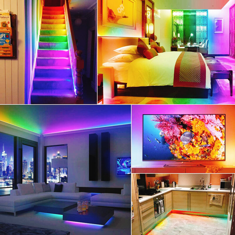 Tira de Luces LED RGB 2835, cinta de lámpara Flexible con USB, Bluetooth, Control de pantalla de TV, fiesta, regalo de vacaciones, decoración de dormitorio, 3M-20M