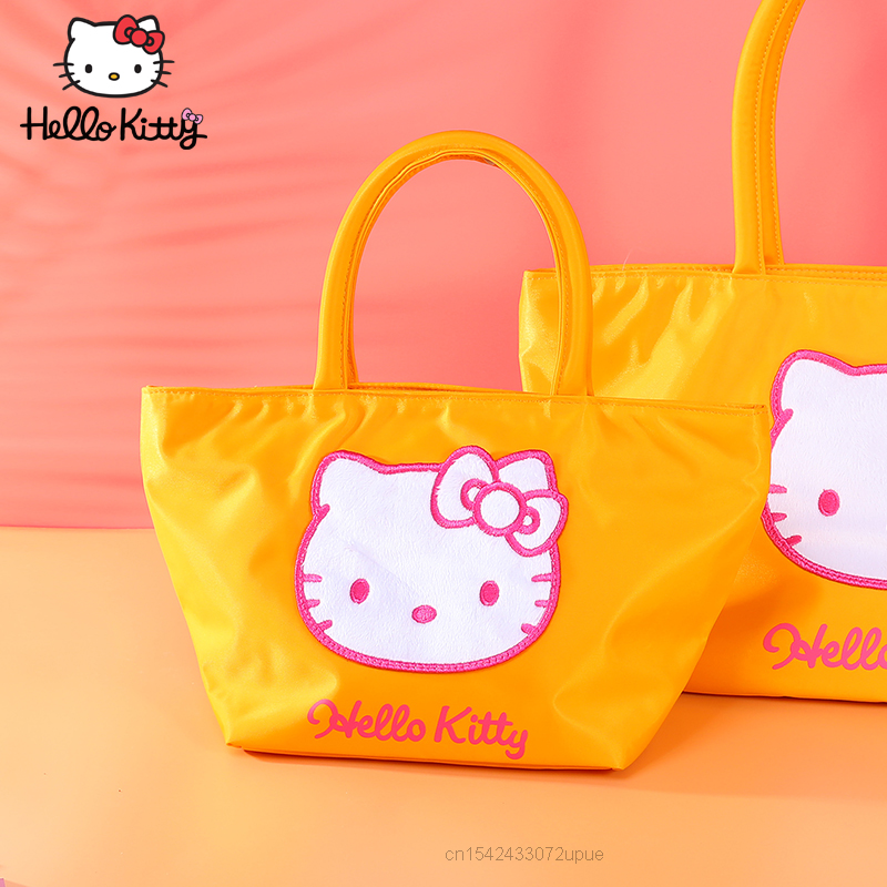 Sanrio Hello Kitty สีเหลือง Tote กระเป๋า Y2k ความจุสูงใหม่กระเป๋าสะพายไหล่ผู้หญิงการ์ตูนกระเป๋าถือหญิงกระ...