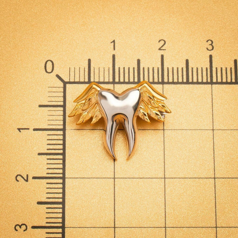 Harong médico dente broche requintado suave prata chapeado ouro cor asas pino de metal para odontologia doutor enfermeira casaco crachá