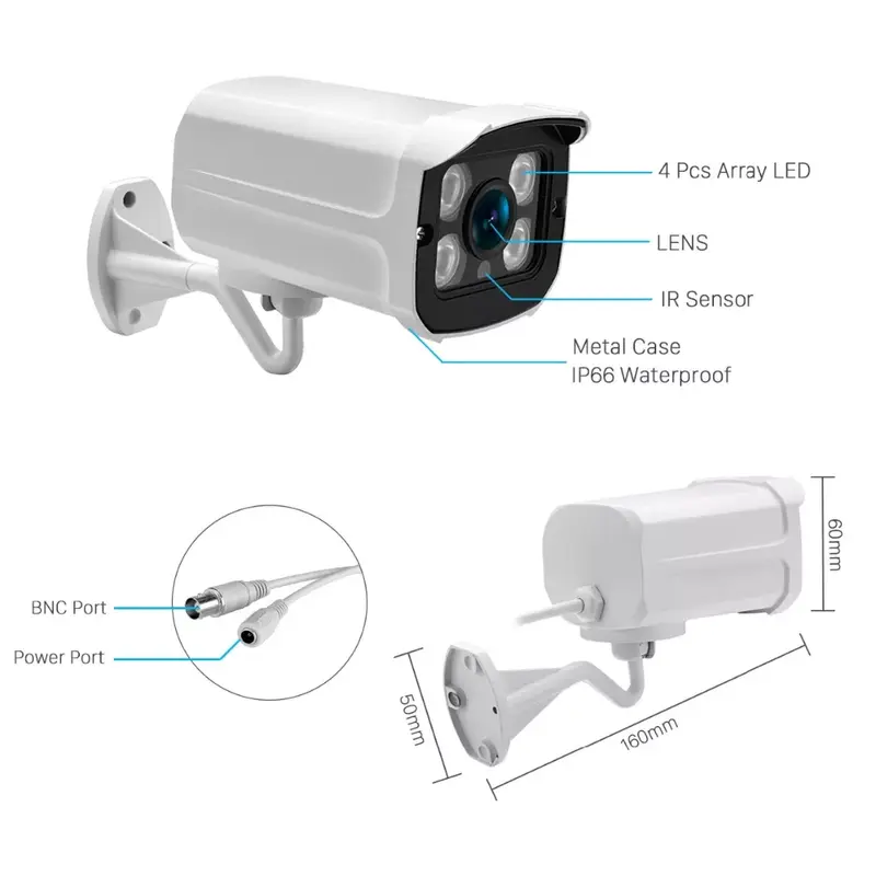 Anbiox AHD analogowa kamera monitorująca o wysokiej rozdzielczości 2500TVL AHDM 2MP 1080P AHD kamera CCTV bezpieczeństwo wewnątrz/na zewnątrz wodoodporna