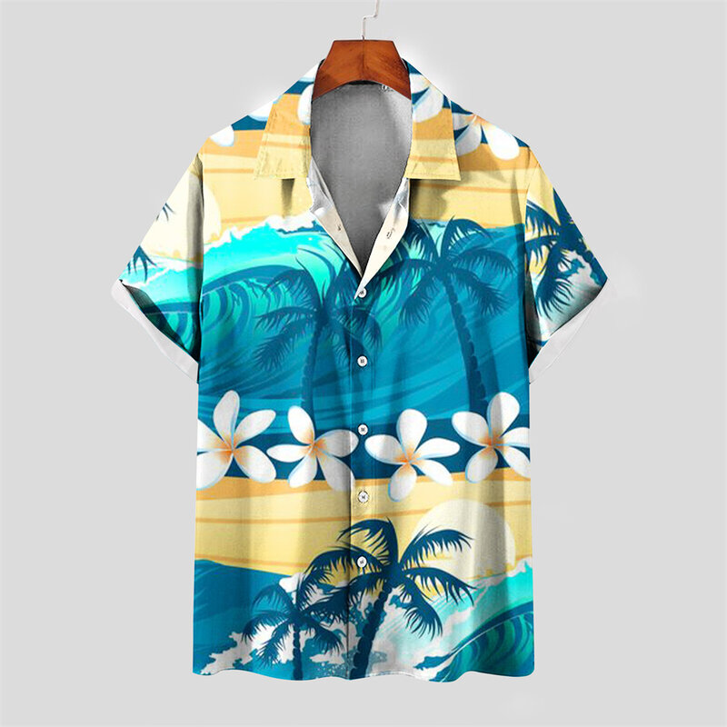 Men's spring high -quality basic casual short sleeve sleeve printed shirt,