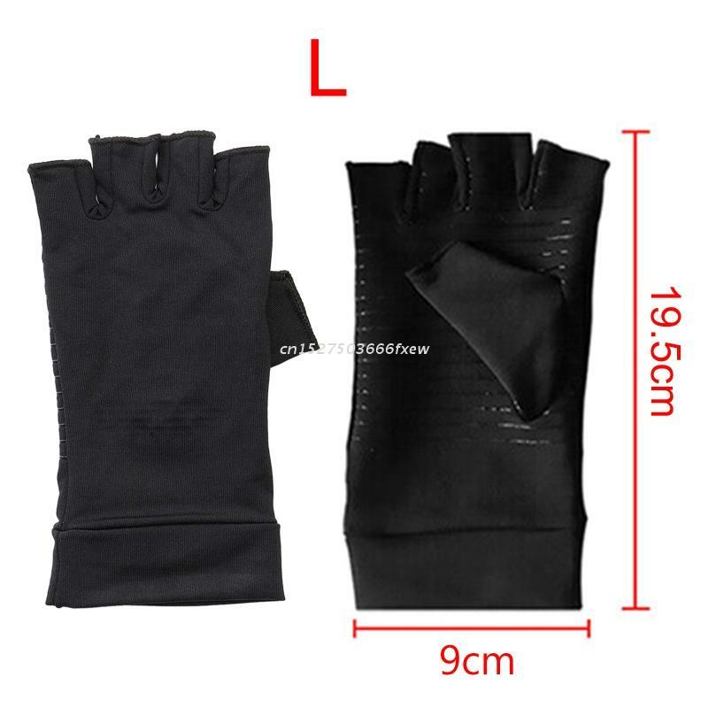 Copper  Compression Gloves for Women Men, Hand Pain Swelling and Carpal Relieve Half Finger Gloves for Sports