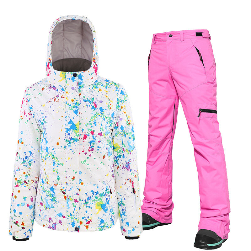 SEARIPE-Conjunto de fato de esqui feminino, roupa térmica, corta-vento, impermeável, casaco quente, casacos snowboard, calças, equipamento exterior, inverno