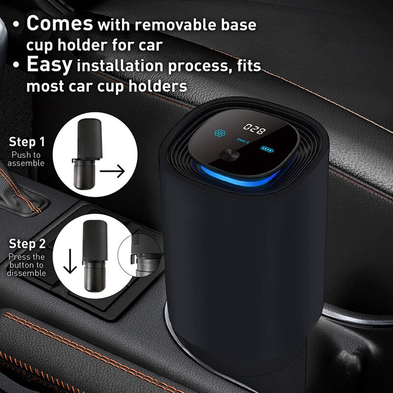 Easycare uso sicuro in casa auto generatore di ioni negativi purificatore d'aria Mini UVC purificatore d'aria portatile per auto senza filtro