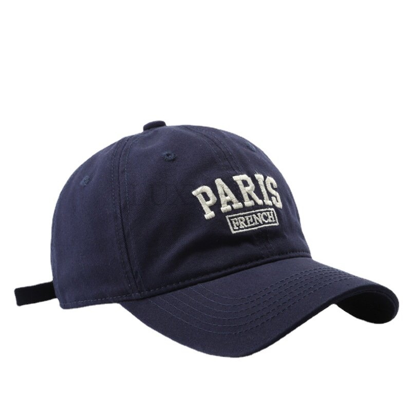 Gorra de béisbol de algodón para hombre y mujer, visera informal, bordada con letras de París, Color sólido, Unisex