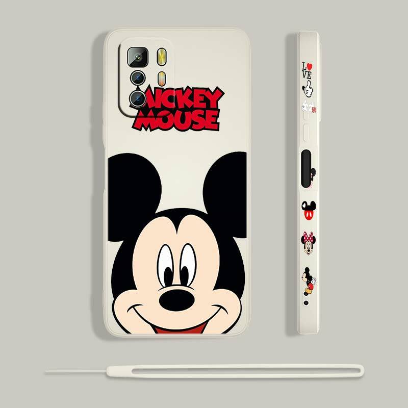 Mickey Minnie Disney Anime Liquid Left Rope Soft For Xiaomi Redmi Note 11 10S 10 9S 9T 9 8T 8 Pro Plus 7 6 5 4G 5G Phone Case