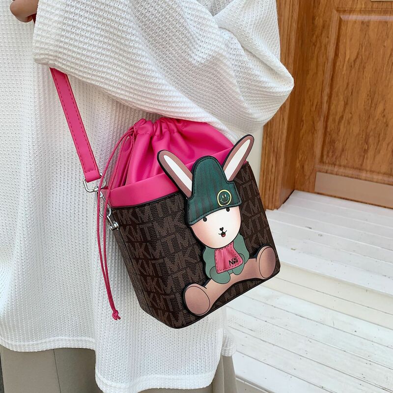 Borsa quadrata piccola da donna 2022 borse e borsette firmate di lusso di tendenza borsa a tracolla carina con stampa di cartoni animati in pelle di moda