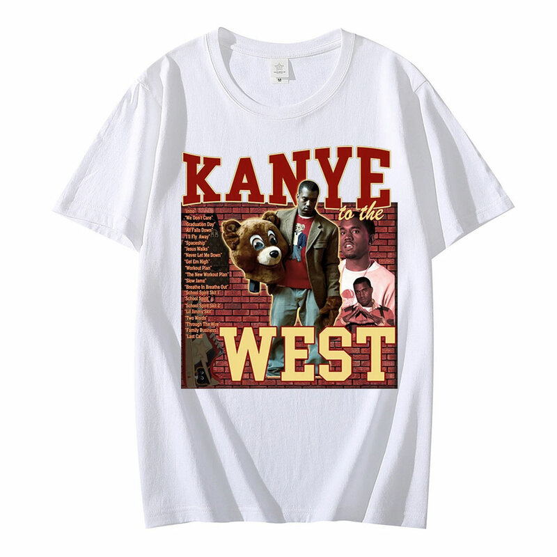 T-shirt unisexe noir Vintage Kanye West des années 90 pour hommes et femmes, 100% coton, été