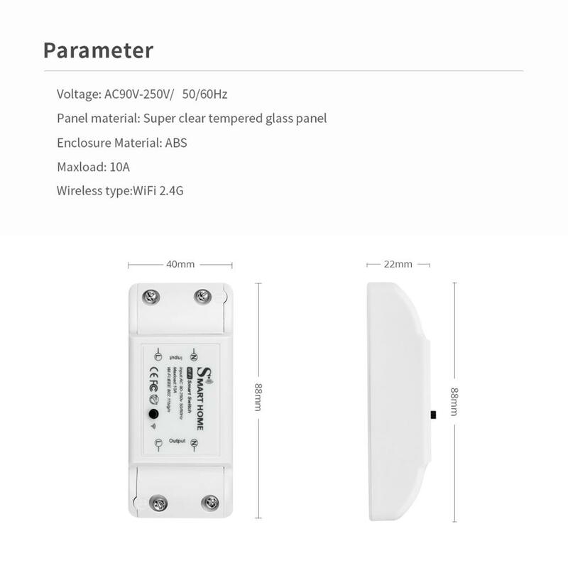 Homekit Smart Home WIFI Breaker DIY ไฟฟ้ารีเลย์ WIFI Switch โมดูลอัตโนมัติ90-250V AC(50/60Hz) 10A