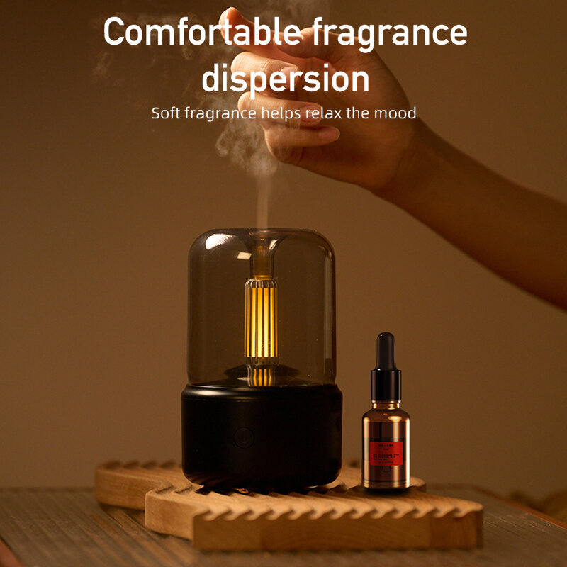 Creative Simulation Candlelight Aroma Portable Electric USB Diffuser Air Humidifier Mist Maker with LED Night Light Home Office