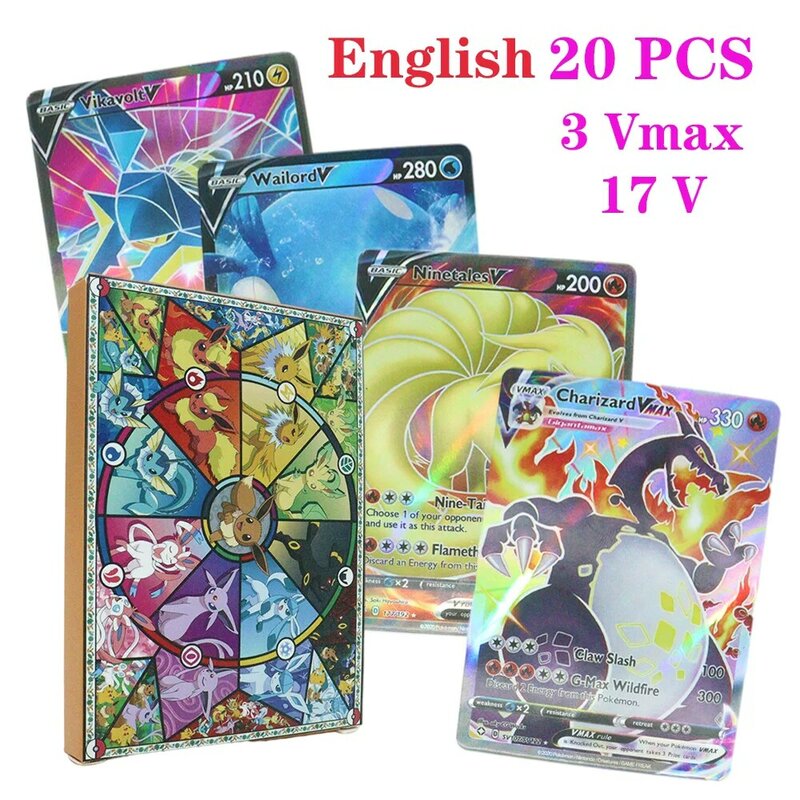 Nieuwe Engels 20-300 Stuks Pokemon Card Vmax Gx Ex Tag Team Mega Pikachu Charizard Mewtwo Game Battle Hobby collection Gift Toys
