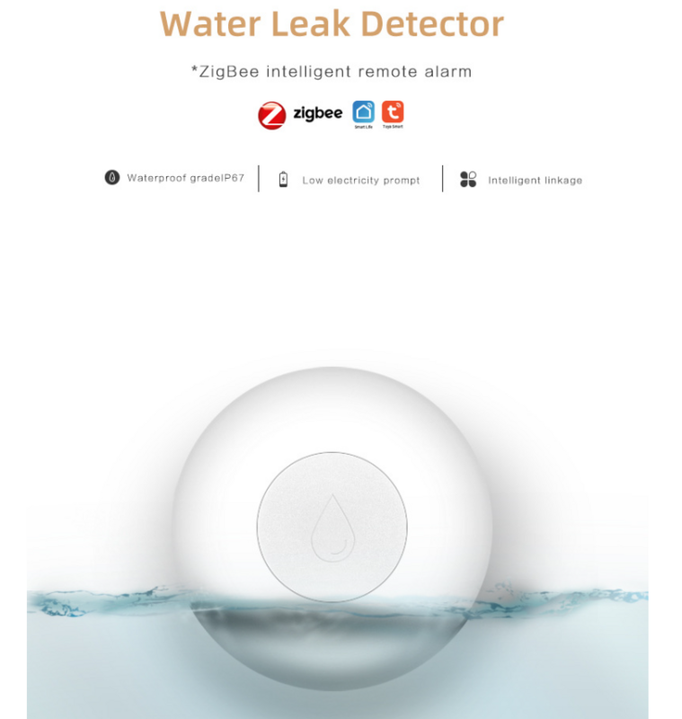 Doodle Wireless Flood Sensor ad alta sensibilità Zigbee Smart Home rilevatore di perdite d'acqua allarme remoto intelligente nuova sicurezza