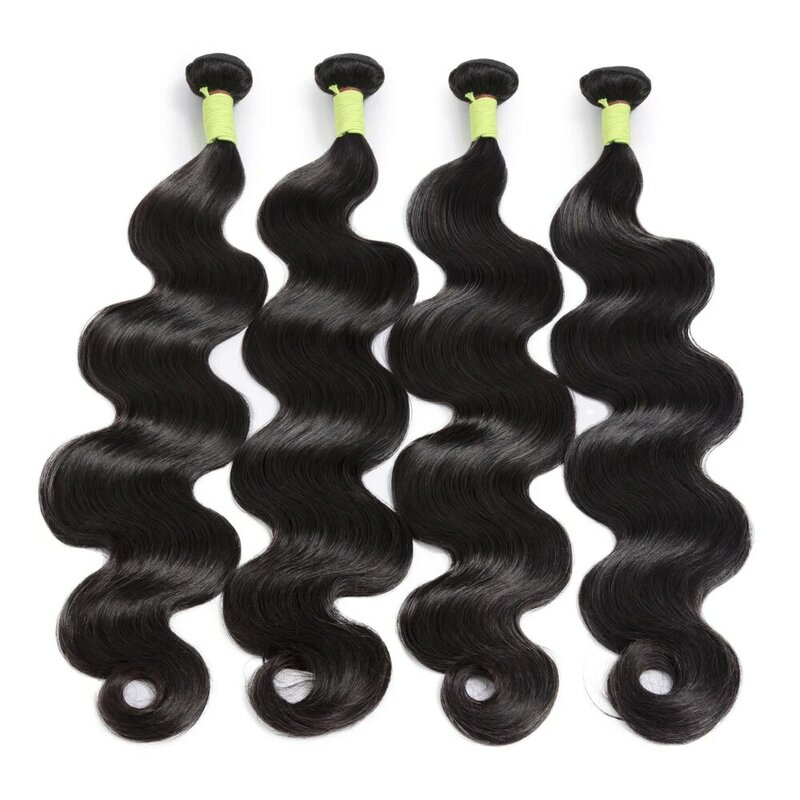 Extensiones de cabello humano ondulado, mechones de pelo peruano sin procesar, Color negro Natural, sin enredos, 10A