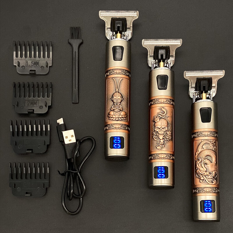 OHS-Afeitadora eléctrica Vintage T9 de 0MM para hombre, maquinilla de afeitar sin cables, afeitadora de barba, máquina de corte de pelo, barbería