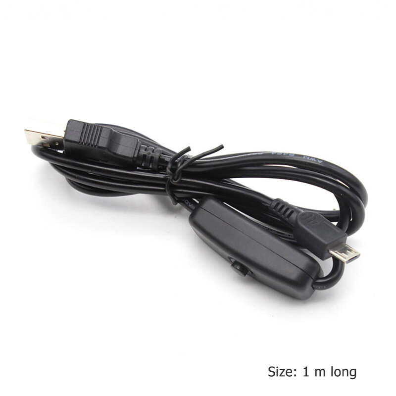 Usb para micro cabo usb ligar/desligar interruptor carregador cabo de alimentação para raspberry pi conectado overclocking exigem mais energia