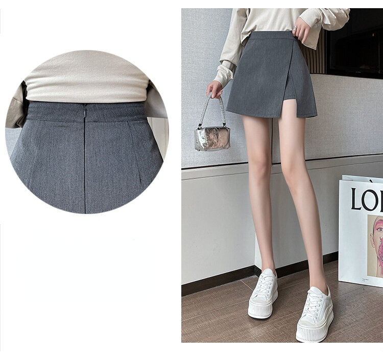 Estilo coreano mini saia de cintura alta feminino cor sólida saia curta feminina verão nova moda divisão saia irregular 611f
