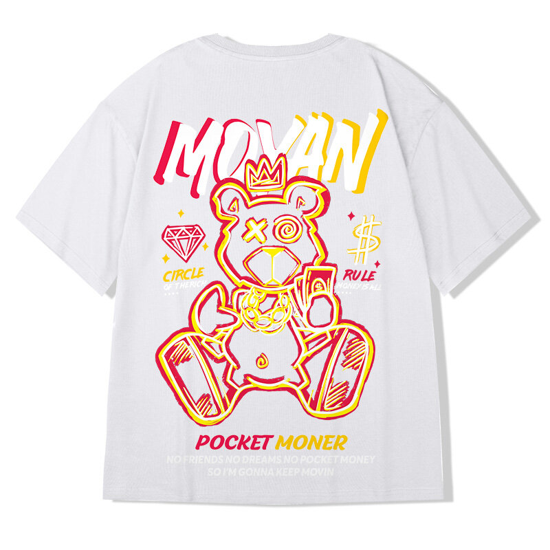 Summer Women T Shirt Flame Bear Graphic T-shirts Anime Manga Men Hip Hop T Shirt Oversized Short Sleeve Streewear Tops Tee