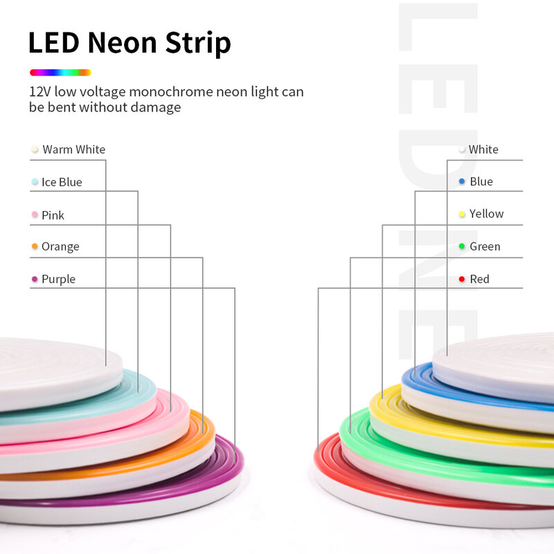 LED Strip Light 12V 2835 120Leds/M Neon กันน้ำนีออนป้ายบน OFF Dimmer LED EU อะแดปเตอร์นีออนเชือก