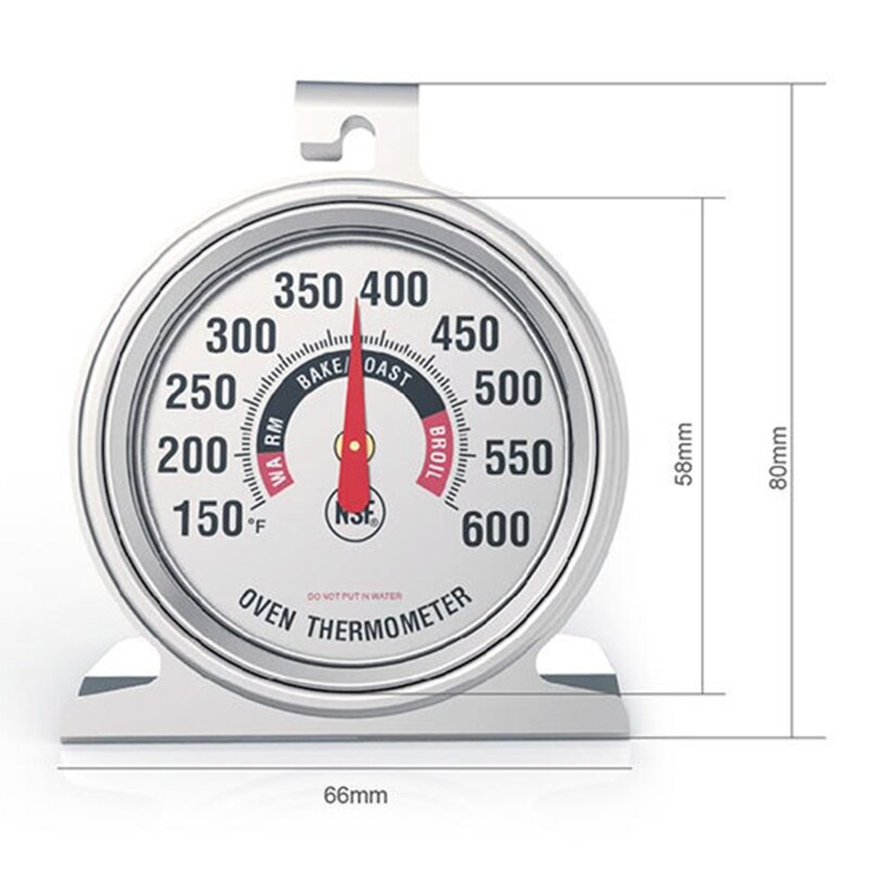 Termómetro de acero inoxidable para horno, termómetro de precisión para parrilla, barbacoa, 150 ℉ ~ 600 ℉, lectura instantánea, pantalla grande